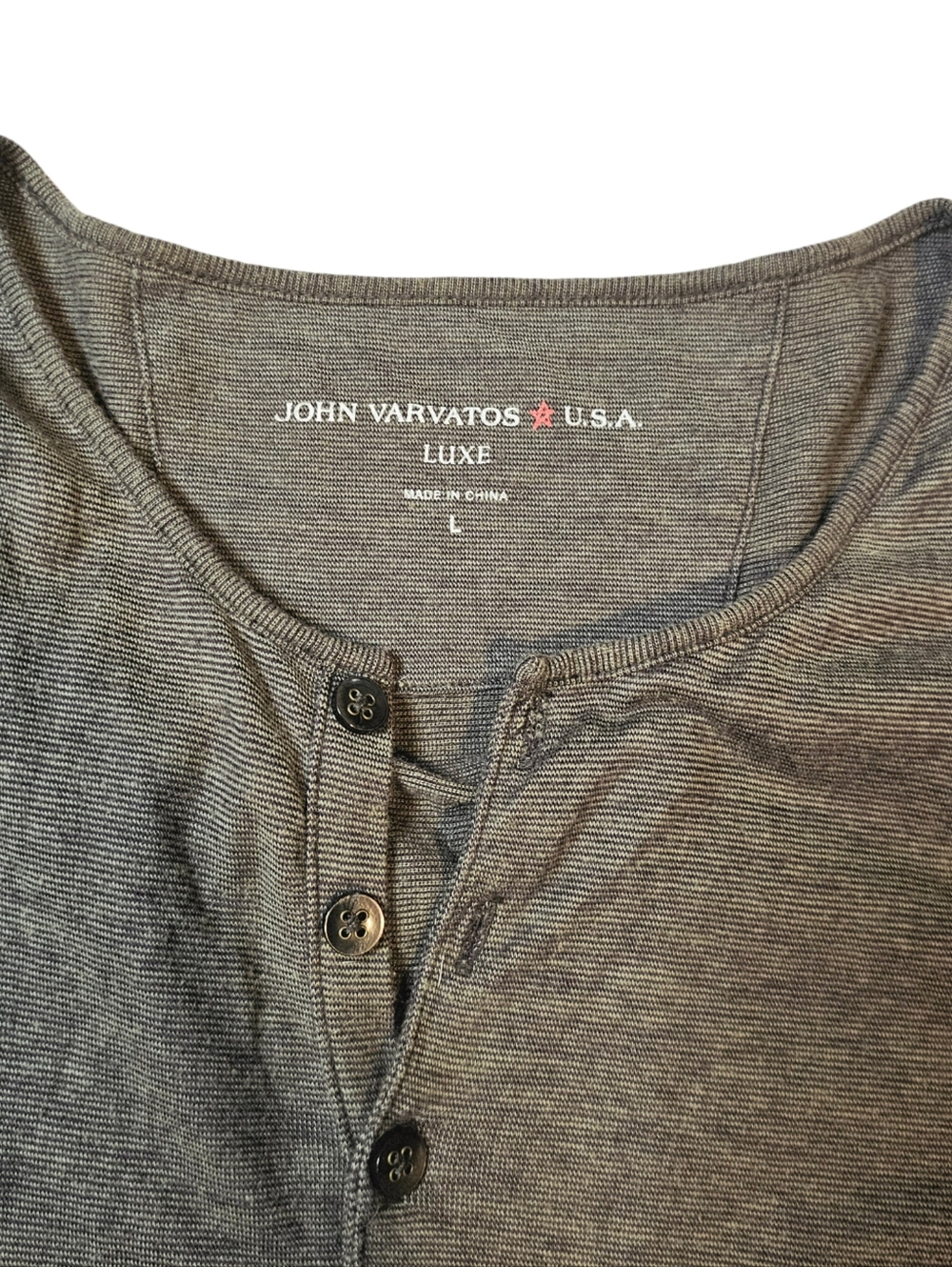 John Varvatos Olive Green Long-Sleeve Henley Top Size Large - Picture 3 of 5